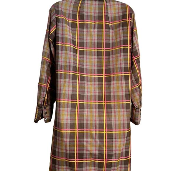 Vintage Plaid Button Down Mini Shirt Dress 1970s Medium - Picture 7 of 11